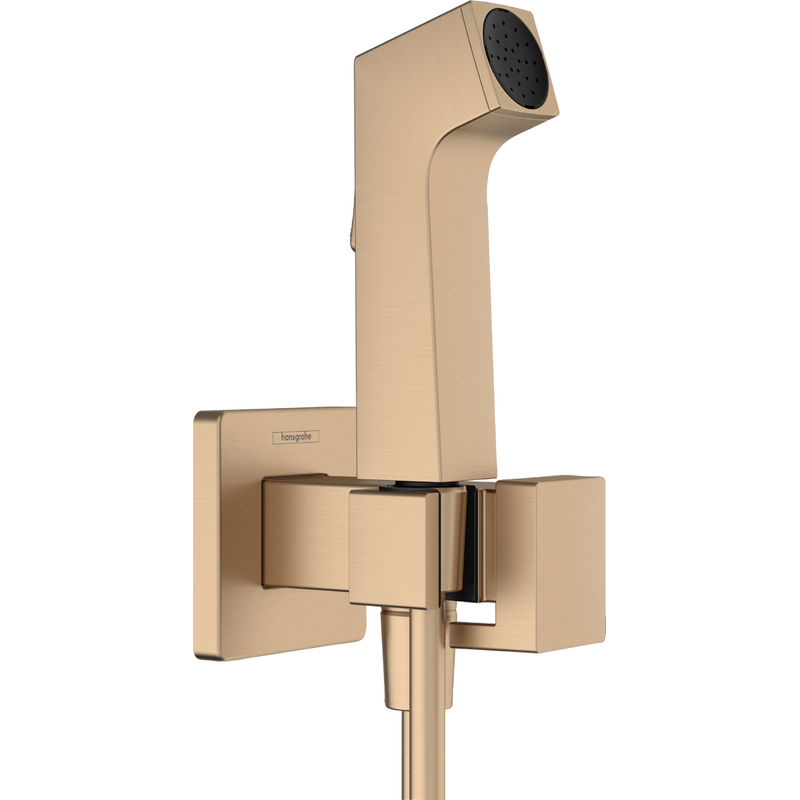 Встраиваемый гигиенический душ Hansgrohe Bidette 1jet E EcoSmart+ со шлангом 125 см и держателем / 29233140 шлифованная бронза