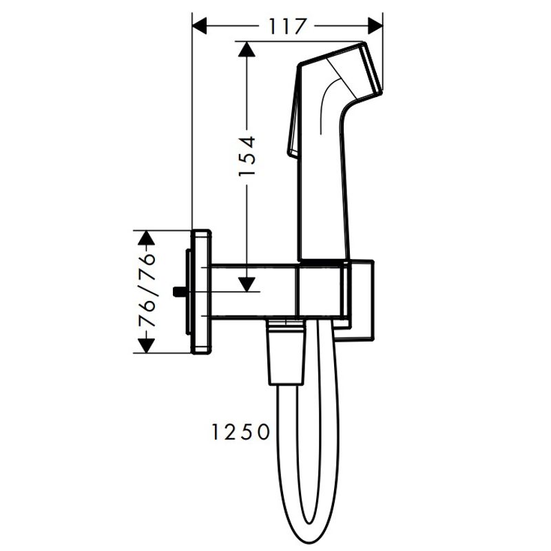 Встраиваемый гигиенический душ Hansgrohe Bidette 1jet E EcoSmart+ со шлангом 125 см и держателем / 29233700 матовый белый