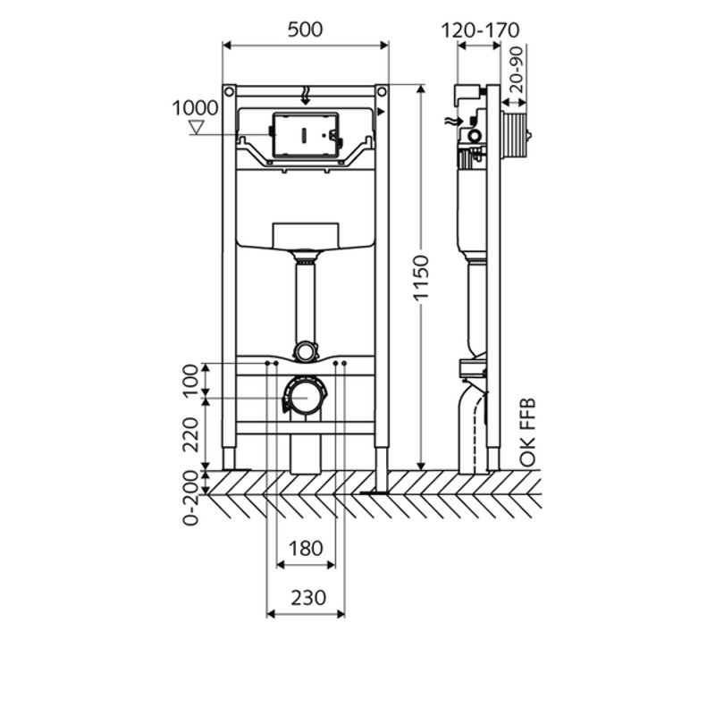 Инсталляция для унитаза Schell Montus C120 030570099 с креплениями 120-170 и шумоизоляционной прокладкой в комплекте