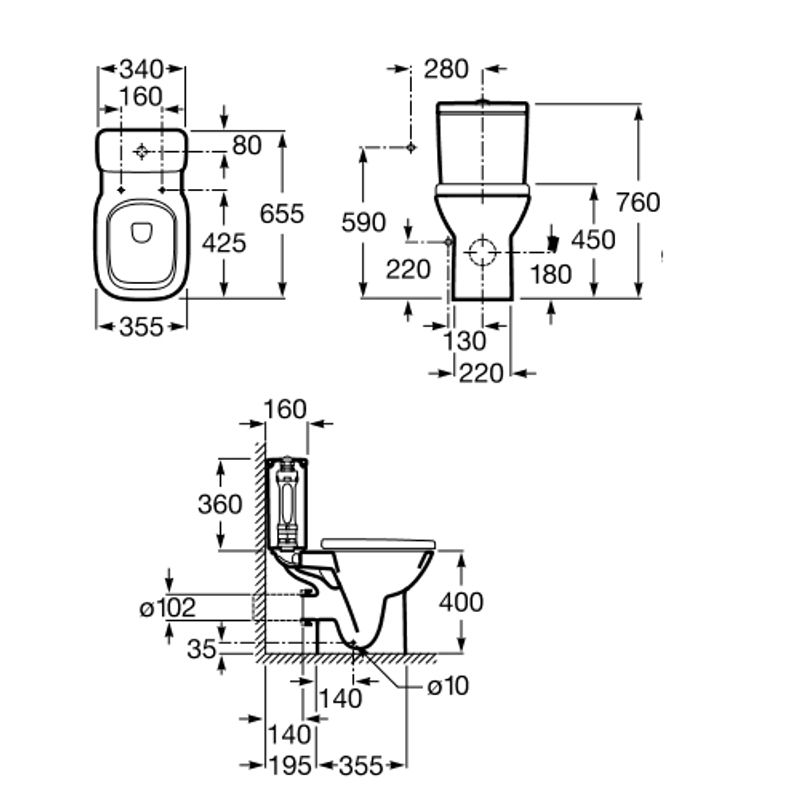 Напольный унитаз Roca Debba 34299700Y+34199100Y+78019D2003 с пневмокрышкой Slim