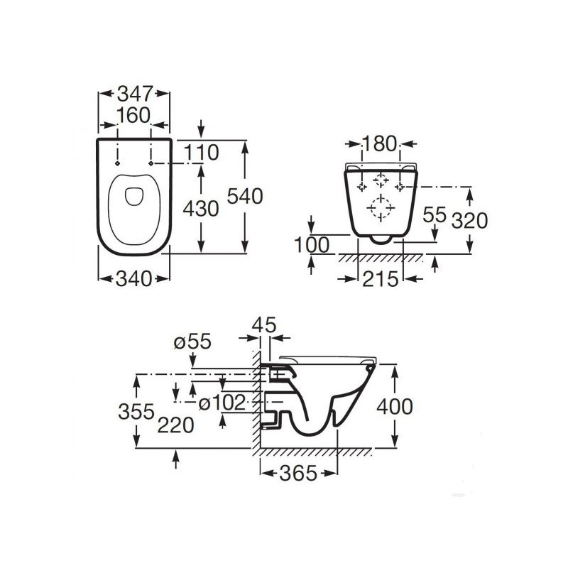 Подвесной унитаз Roca The Gap Clean Rim 34647L000+80147200B с пневмокрышкой