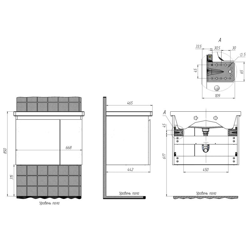 Тумба с раковиной BRIZ Бьелла 70 + Фостер / 364 03-18070-06 00 БЕЛ