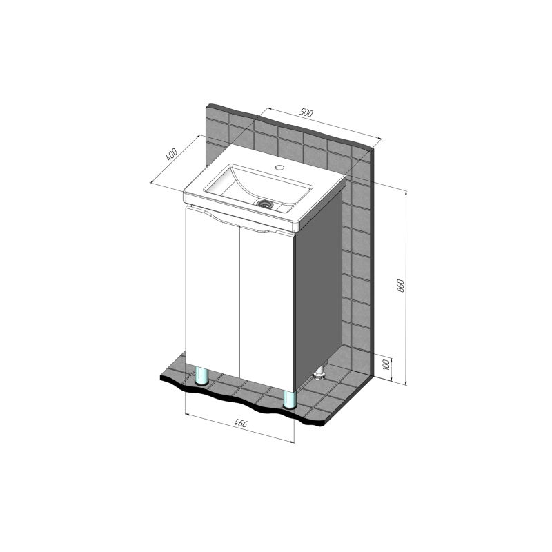 Тумба с раковиной BRIZ Мальта 50 + Фостер / 365 03-02050-06 00 БЕЛ