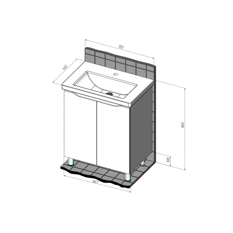 Тумба с раковиной BRIZ Мальта 70 + Фостер / 365 03-02070-06 00 БЕЛ