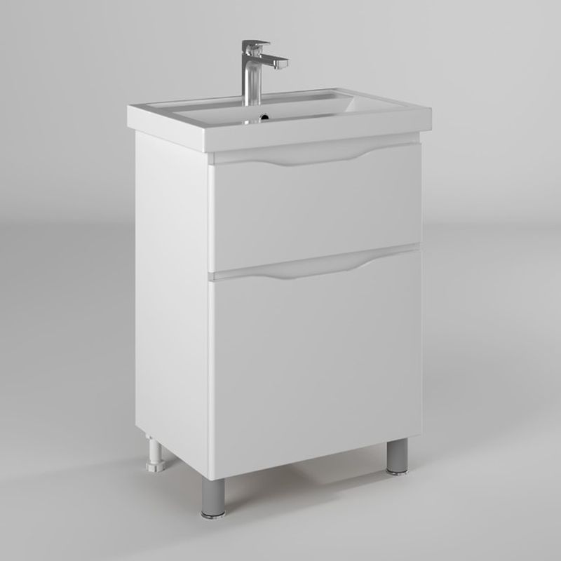 Тумба с раковиной BRIZ Мальта 60 2 ящ. + Фостер / 365 03-08060-06 00 БЕЛ