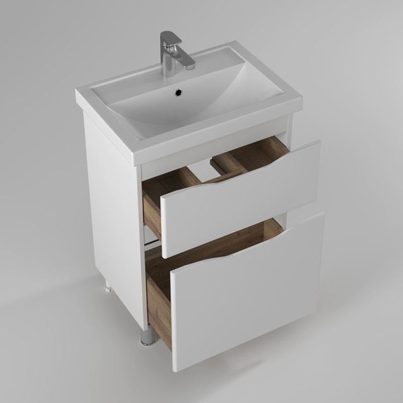 Тумба с раковиной BRIZ Мальта 60 2 ящ. + Фостер / 365 03-08060-06 00 БЕЛ