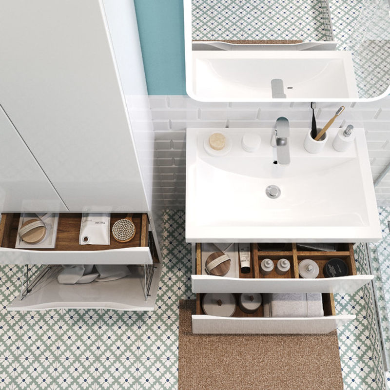 Тумба с раковиной BRIZ Мальта 70 2 ящ. + Фостер / 365 03-08070-06 00 БЕЛ