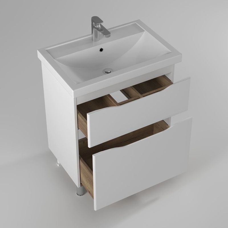 Тумба с раковиной BRIZ Мальта 70 2 ящ. + Фостер / 365 03-08070-06 00 БЕЛ