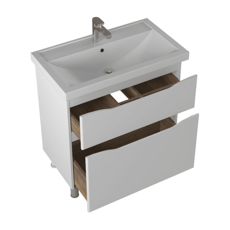 Тумба с раковиной BRIZ Мальта 80 2 ящ. + Фостер / 365 03-08080-06 00 БЕЛ