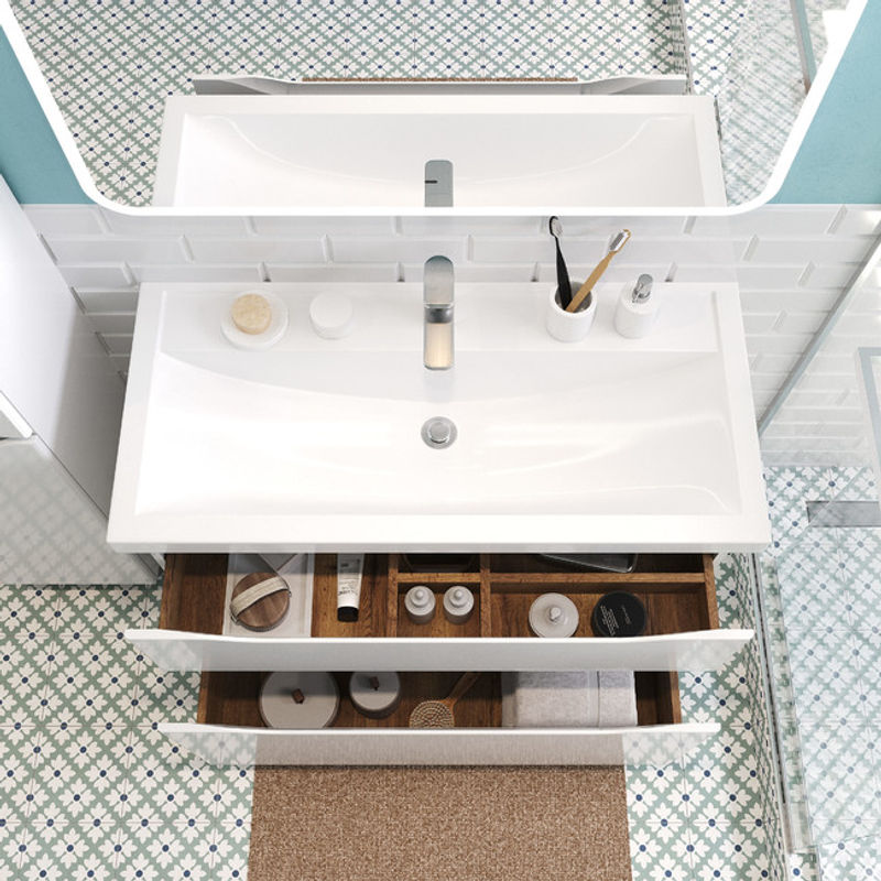 Тумба с раковиной BRIZ Мальта 100 2 ящ. + Фостер / 365 03-08100-06 00 БЕЛ