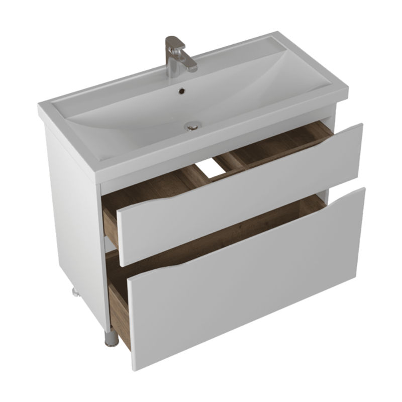 Тумба с раковиной BRIZ Мальта 100 2 ящ. + Фостер / 365 03-08100-06 00 БЕЛ