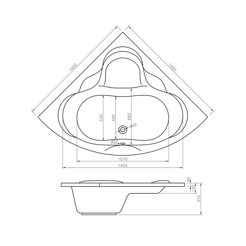 Акриловая ванна Lavinia Boho Elegant 37050140 / 140×140 см