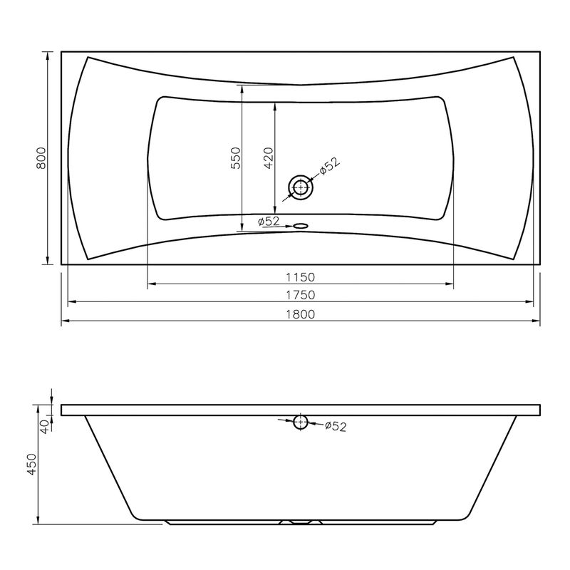 Акриловая ванна Lavinia Boho Evan 37110180 / 180×80 см