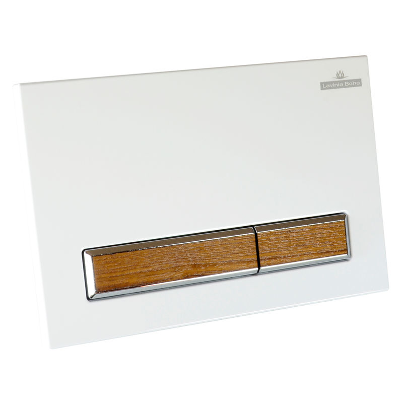 Кнопка смыва Lavinia Boho RelFix 38050603 белый / светлое дерево с антибактериальным покрытием SanitiZed