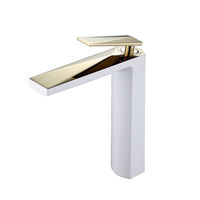 Смеситель для раковины BOHEME Venturo 382-W высокий белый+золото — 1