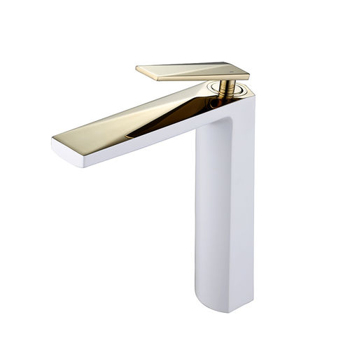 Смеситель для раковины BOHEME Venturo 382-W высокий белый+золото