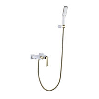 Смеситель для ванны BOHEME Venturo с душ.гарнитуром белый с золотом — 1