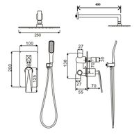 Система для душа скрытого монтажа BOHEME Venturo 384-W белый с золотом — 2