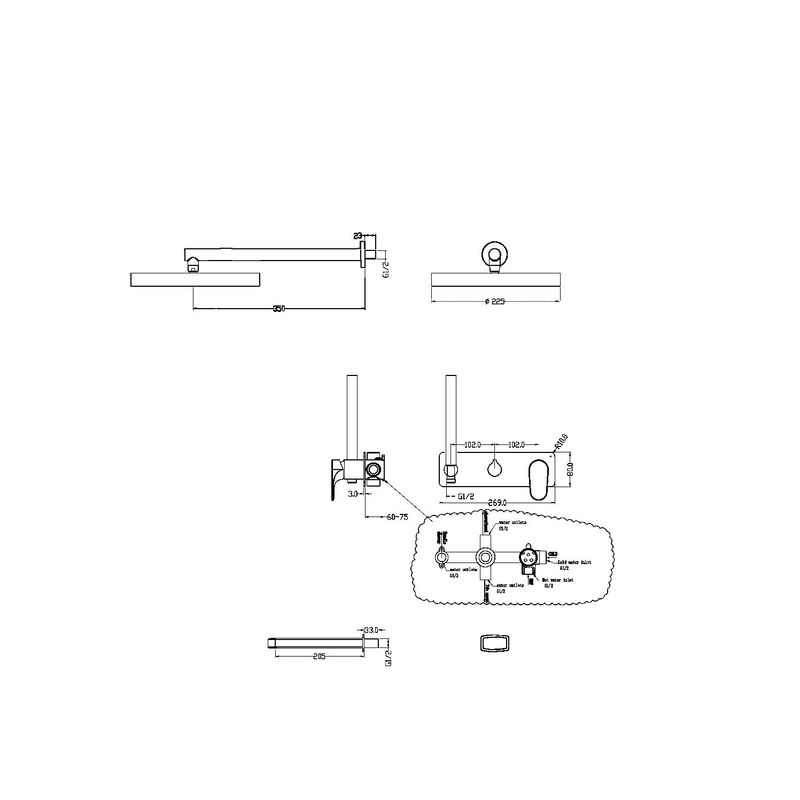 Система для душа скрытого монтажа BOHEME Spectre 454-2-CR Хром