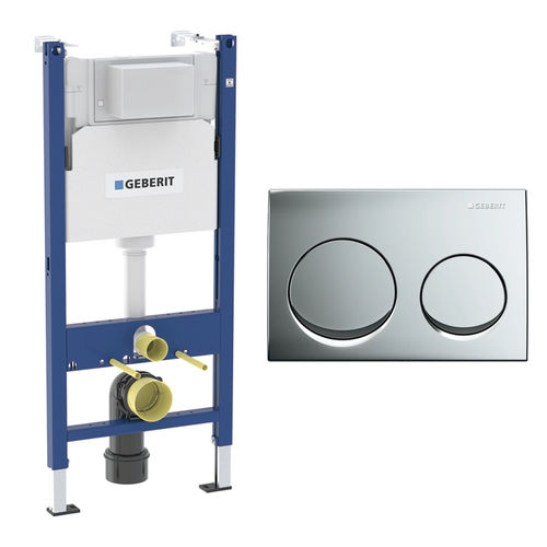 Инсталляция для унитаза Geberit Alpha 458.233.00.2 с кнопкой Geberit Alpha 20 хром 115.040.21.3