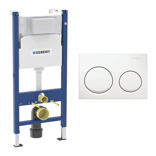 Инсталляция для унитаза Geberit Alpha 458.233.00.2 с кнопкой Geberit Alpha 20 белая 115.040.11.5
