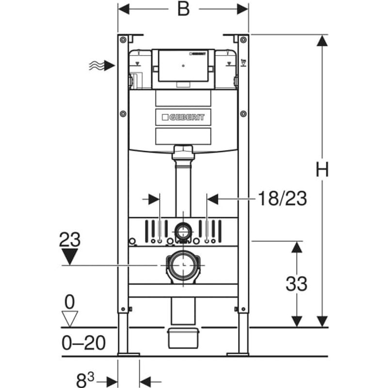 Инсталляция для унитаза Geberit Alpha 458.233.00.2 с кнопкой Geberit Alpha 35 хром 115.045.21.3