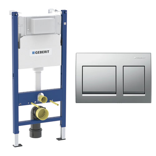 Инсталляция для унитаза Geberit Alpha 458.233.00.2 с кнопкой Geberit Alpha 35 хром 115.045.21.3