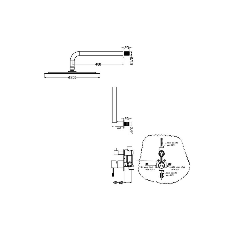 Система для душа скрытого монтажа BOHEME Uno 464-CR Хром