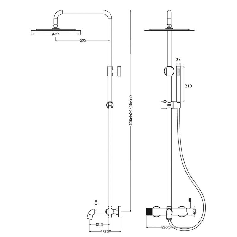 Душевая система BOHEME Uno 468-SGM Shine Gun Metall 30см