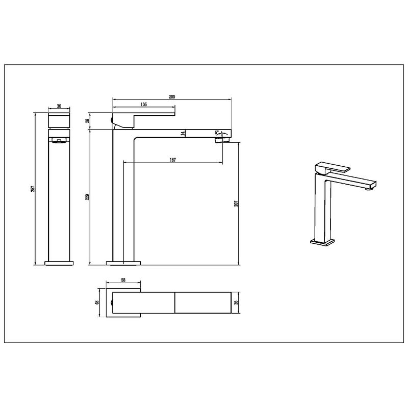 Смеситель для раковины BOHEME Qubic 472-MW высокий Matt White