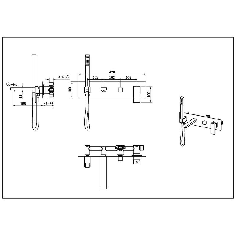 Система для душа скрытого монтажа BOHEME 474-2-MW Qubic Matt White