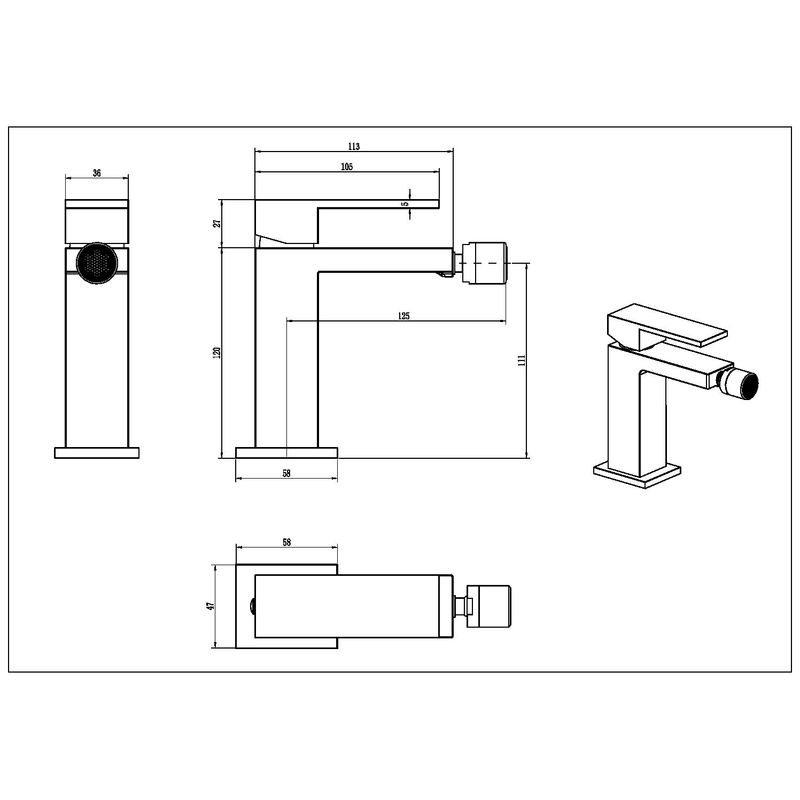 Смеситель для биде BOHEME Qubic 476-G Gold