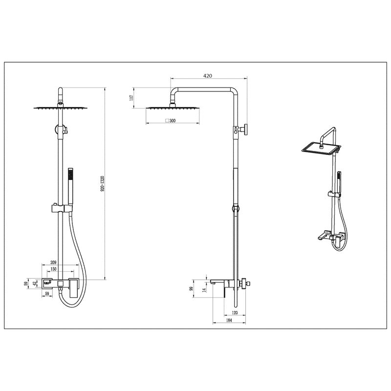 Душевая система BOHEME Qubic 478-MW Matt White 30см