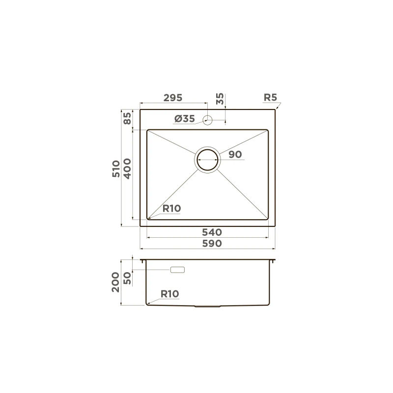 Кухонная мойка из нержавеющей стали Omoikiri Akisame 59-LG 4973082 (светлое золото)