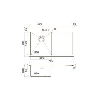 Кухонная мойка из нержавеющей стали Omoikiri Akisame 78-LG-L 4973085 (светлое золото) — 2