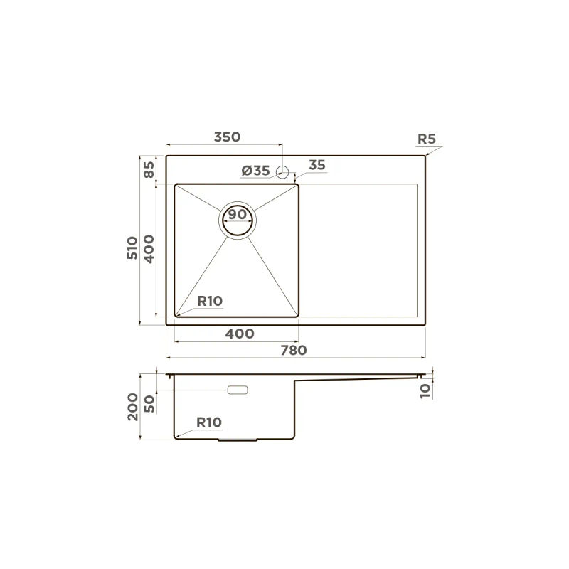 Кухонная мойка из нержавеющей стали Omoikiri Akisame 78-LG-L 4973085 (светлое золото)