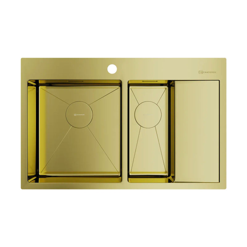 Кухонная мойка из нержавеющей стали Omoikiri Akisame 78-2-LG-L 4973087 (светлое золото)