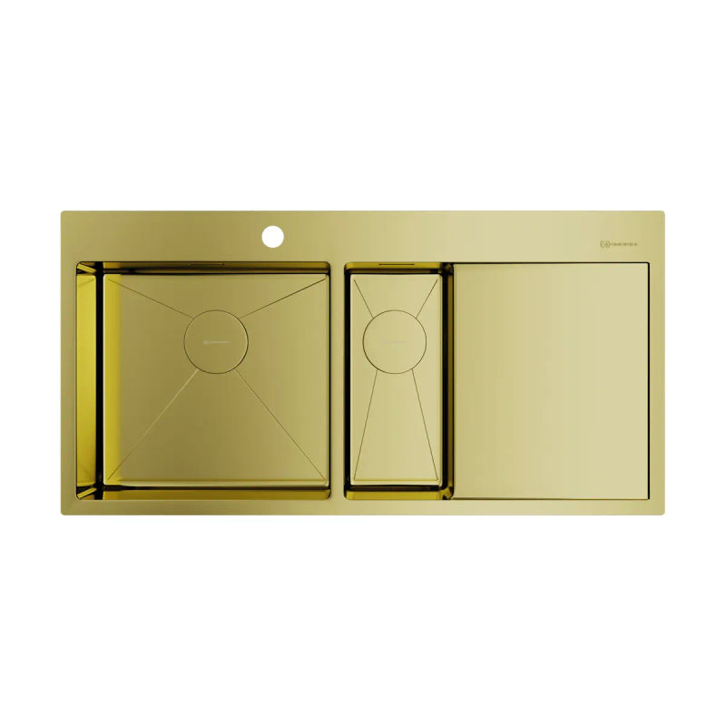 Кухонная мойка из нержавеющей стали Omoikiri Akisame 100-2-LG-L 4973089 (светлое золото)