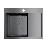 Кухонная мойка из нержавеющей стали Omoikiri Akisame 65-GM-L 4973097 (вороненая сталь) — 1