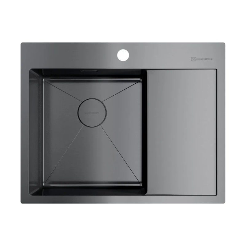 Кухонная мойка из нержавеющей стали Omoikiri Akisame 65-GM-L 4973097 (вороненая сталь)