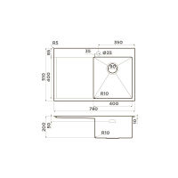 Кухонная мойка из нержавеющей стали Omoikiri Akisame 78-GM-R 4973100 (вороненая сталь) — 2
