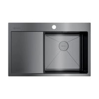Кухонная мойка из нержавеющей стали Omoikiri Akisame 78-GM-R 4973100 (вороненая сталь) — 1