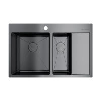 Кухонная мойка из нержавеющей стали Omoikiri Akisame 78-2-GM-L 4973101 (вороненая сталь) — 1