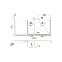 Кухонная мойка из нержавеющей стали Omoikiri Akisame 100-2-GM-R 4973104 (вороненая сталь) — 2