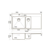 Кухонная мойка из нержавеющей стали Omoikiri Akisame 100-2-IN-L 4973544 (нержавеющая сталь) — 2