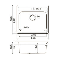 Кухонная мойка из нержавеющей стали Omoikiri Ashi 56-IN 4993449 (нержавеющая сталь) — 2