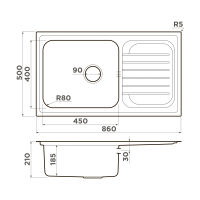 Кухонная мойка из нержавеющей стали Omoikiri Haruna 86-IN 4993451 (нержавеющая сталь) — 2