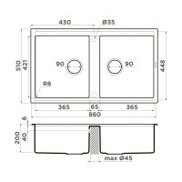 Кухонная мойка из керамики Omoikiri Kitagawa 86-2-GB 4993492 (artceramic/графит) — 2