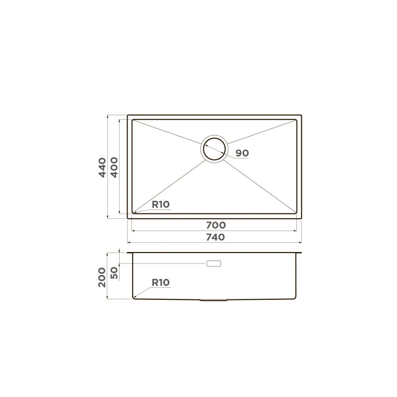 Кухонная мойка из нержавеющей стали Omoikiri Taki 74-U/IF-LG 4993499 (светлое золото)