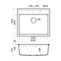 Кухонная мойка из искусственного камня Omoikiri Daisen 60-PA 4993618 (artgranit/пастила) — 2